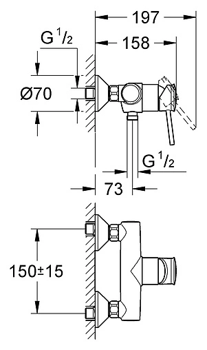 Смеситель для душа Grohe BauClassic хром 32867000 Смеситель для душа Grohe BauClassic хром 32867000
