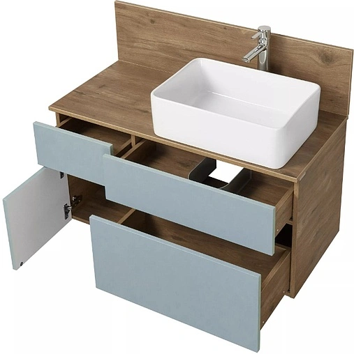 Тумба-умывальник подвесная Aquaton Мишель 100 фьорд/дуб рустикальный 1A2773K2MIX30