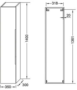 Шкаф-пенал подвесной Jacob Delafon Lucien 35 белый/дуб корбридж EB2059-E76-J5 Шкаф-пенал подвесной Jacob Delafon Lucien 35 белый/дуб корбридж EB2059-E76-J5, 2