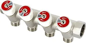 Коллектор регулирующий проходной 4 отвода ¾"в/н x ½"н Uni-fitt 400N3241 Коллектор регулирующий проходной 4 отвода ¾"в/н x ½"н Uni-fitt 400N3241, 1