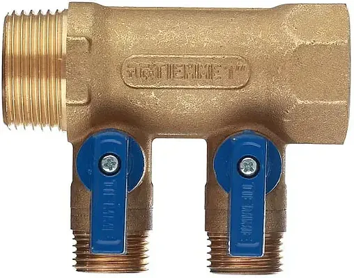 Коллектор запорный проходной 2 отвода 1&quot;в/н x ½&quot;к Tiemme NINO 1820006