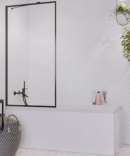 Шторка на ванну 700мм прозрачное стекло Radaway Idea Black PNJ 70 Frame 10001070-54-56