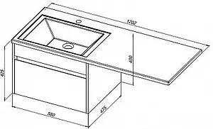 Тумба-умывальник подвесная над стиральной машиной Aquanet Токио 120 R белый 00236915+00235500, 2