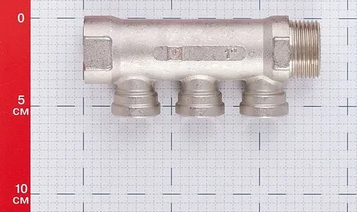Коллектор распределительный проходной 3 отвода 1&quot;в/н x ½&quot;в Valtec VTc.550.N.0603