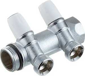 Коллектор регулирующий проходной 2 отвода 1"в/н x ¾"ек Tiemme MAXIMA 1860024 Коллектор регулирующий проходной 2 отвода 1"в/н x ¾"ек Tiemme MAXIMA 1860024, 1