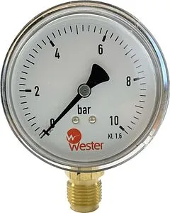 Манометр радиальный Wester 80мм 10 бар ½&quot; MR002-80, 1