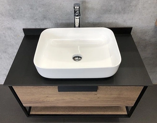 Тумба-умывальник подвесная Comforty Кёльн 90-1 дуб тёмный/чёрный 00004149965CF Тумба-умывальник подвесная Comforty Кёльн 90-1 дуб тёмный/чёрный 00004149965CF