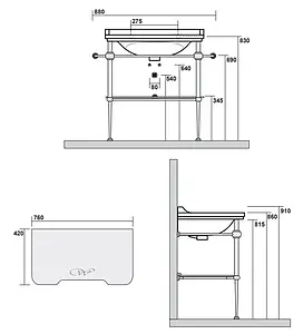 Консоль Kerasan Waldorf 88 золото 9197K2oro Консоль Kerasan Waldorf 88 золото 9197K2oro, 2
