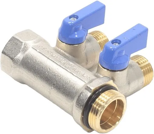 Коллектор запорный проходной 3 отвода синий ¾"в/н x ½"н General Fittings 6200R6N0504B3A