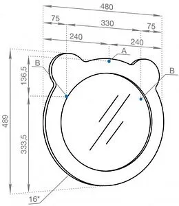 Зеркало Aquaton Каспер Мишка 50 розовый матовый 1A283302CR1E0, 2