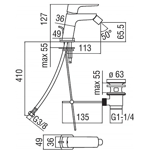 Смеситель для биде Nobili Acquaviva хром VV103119/1CR Смеситель для биде Nobili Acquaviva хром VV103119/1CR