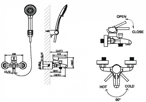 Смеситель для ванны Bravat Slim хром F6332366CP-01-RUS