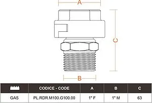 Фитинг прямой Italtecnica 1&quot;н х 1&quot;нг FIT.PL.RDR.M100.G100.00, 2