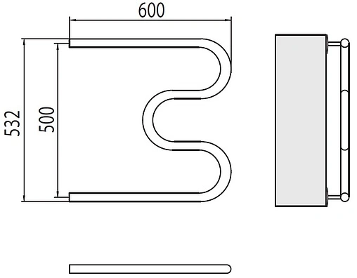 Полотенцесушитель водяной Terminus М-образный AISI 1&quot; БШ 500х600 полированная сталь 4620768880933