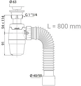 Сифон бутылочный для раковины Wirquin NEO белый 30987065 Сифон бутылочный для раковины Wirquin NEO белый 30987065, 2