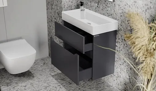 Тумба под умывальник подвесная Raval Brik 65 антрацит Brk.01.65/P/A/RL