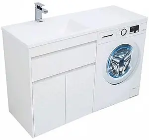 Тумба-умывальник напольная над стиральной машиной Aquanet Токио 130 L белый 00237746+00235501, 5