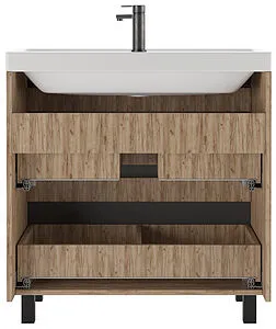 Тумба-умывальник напольная Домино Bruno 80 графит/дуб вотан DBr2904T+4627173210188, 5