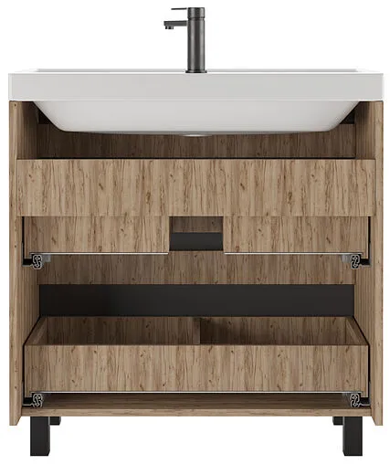 Тумба-умывальник напольная Домино Bruno 80 графит/дуб вотан DBr2904T+4627173210188