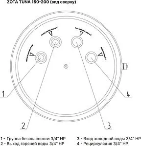 Бойлер комбинированного нагрева Zota TUNA TUNA 200 (200 л, 17 кВт) ZH3468421200 Бойлер комбинированного нагрева Zota TUNA TUNA 200 (200 л, 17 кВт) ZH3468421200, 4