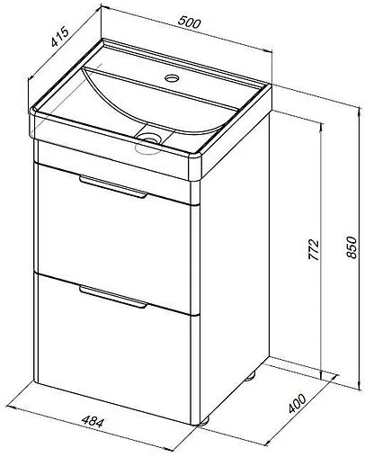 Тумба под умывальник напольная Aquanet Ирис new 50 белый глянец 00310151