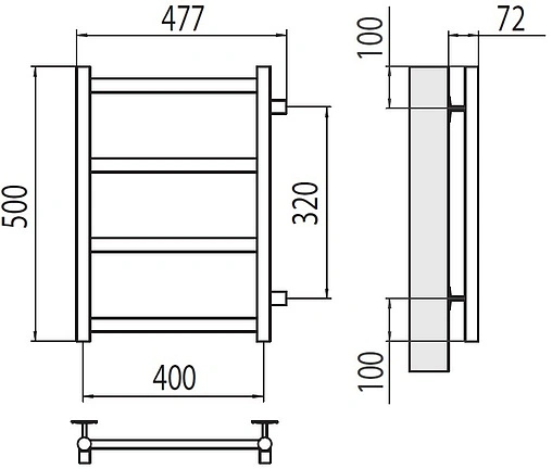 Полотенцесушитель водяной лесенка Terminus Аврора П4 400х500 бп320 полированная сталь 4670078529855