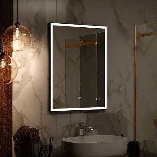 Зеркало с подсветкой Continent Frame Black Led 60x80 чёрный ЗЛП948