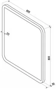 Зеркало с подсветкой Continent Glamour Led 80x90 с часами, с подогревом белый ЗЛП876, 3