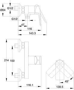 Смеситель для душа Cersanit Nature хром 63065 Смеситель для душа Cersanit Nature хром 63065, 2