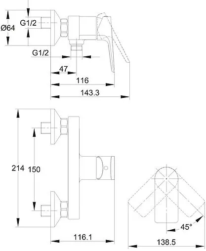 Смеситель для душа Cersanit Nature хром 63065