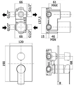 Смеситель для ванны скрытого монтажа Paffoni Tango хром TA018CR Смеситель для ванны скрытого монтажа Paffoni Tango хром TA018CR, 2