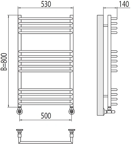 Полотенцесушитель водяной лесенка Terminus Арт П13 500х800 полированная сталь 4670078513373