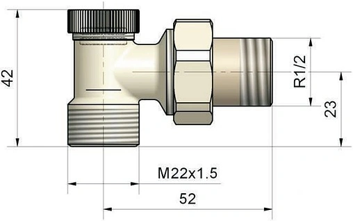 Вентиль запорный угловой М22x1.5 x ½&quot;н Schlosser Standard 601300006