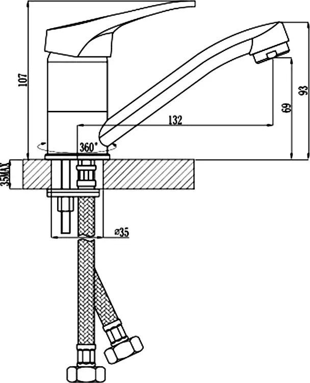 Смеситель для кухни Rossinka хром B35-22U Смеситель для кухни Rossinka хром B35-22U, 2