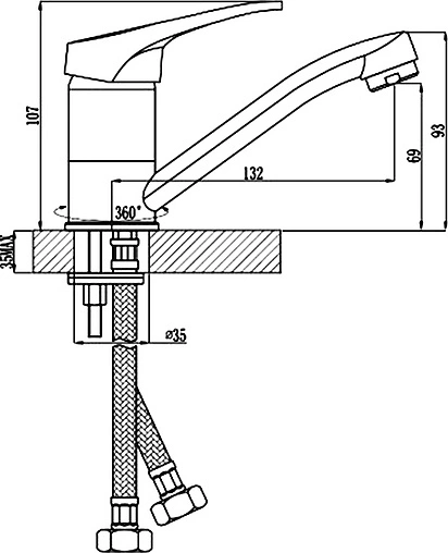 Смеситель для кухни Rossinka хром B35-22U