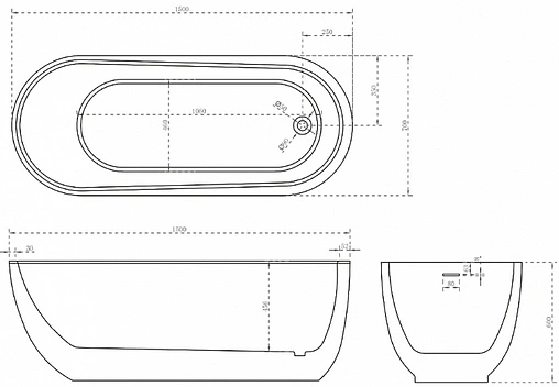 Ванна акриловая отдельностоящая Abber 150x70 AB9341-1.5