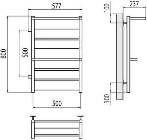 Полотенцесушитель водяной лесенка Terminus Анкона П8 500х800 бп500 слева полированная сталь 4670078531476, 2