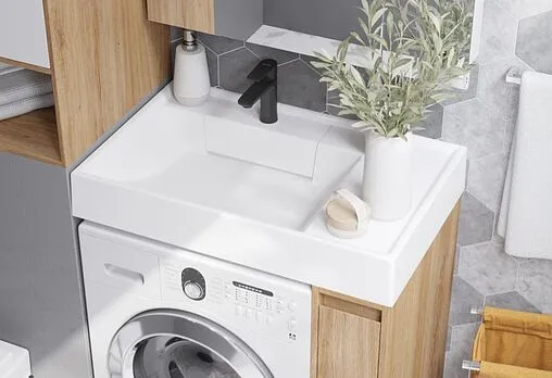 Тумба под умывальник напольная без фасада Aquaton Лондри 20 дуб сантана 1A267101LH0C0