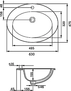 Раковина Cersanit Gamma 63 белый P-UM-Ga/1, 2
