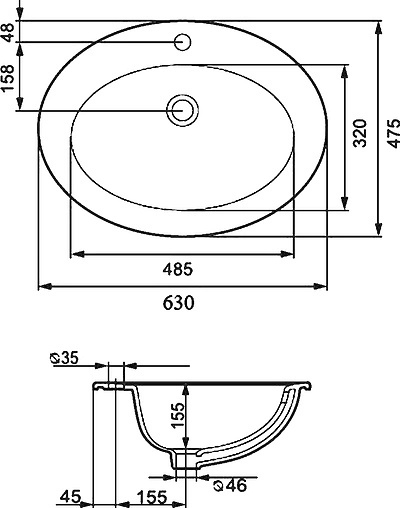 Раковина Cersanit Gamma 63 белый P-UM-Ga/1