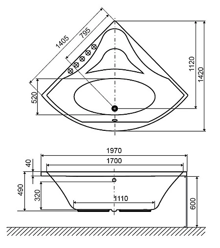 Ванна акриловая Excellent Glamour 140x140 WAEX.GLA14WH