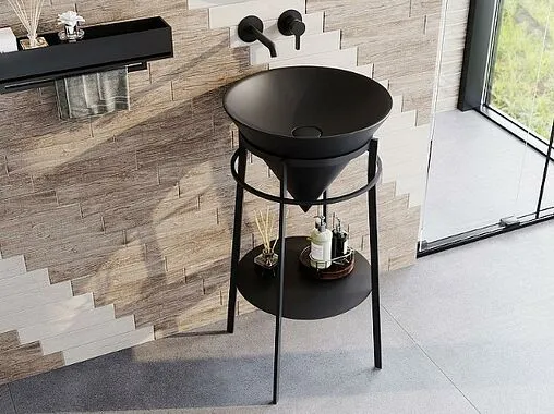 Консоль с умывальником напольная Kerama Marazzi Cono 44 чёрный матовый CO.44\BLK.M+CO.wbi.44\BLK.M