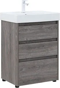 Тумба-умывальник напольная Aquanet Nova Lite 60 дуб рошелье 00302470+00242905 Тумба-умывальник напольная Aquanet Nova Lite 60 дуб рошелье 00302470+00242905, 1