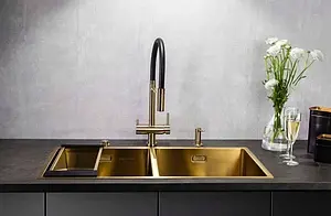 Мойка кухонная Omoikiri Taki 86-2-U/IF-LG светлое золото 4993792 Мойка кухонная Omoikiri Taki 86-2-U/IF-LG светлое золото 4993792, 5