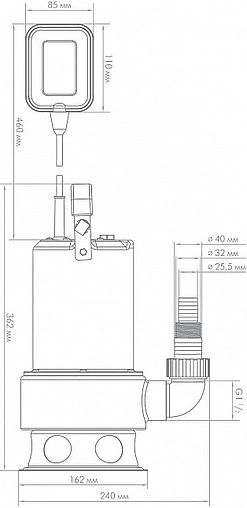 Насос фекальный Q=12м³/ч H=7м Джилекс Фекальник 200/7 Н 5305