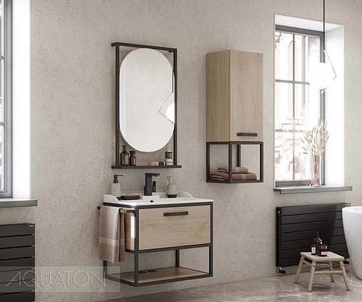 Тумба-умывальник подвесная Aquaton Лофт Фабрик 65 дуб эндгрейн 1A2423K1LTDU0