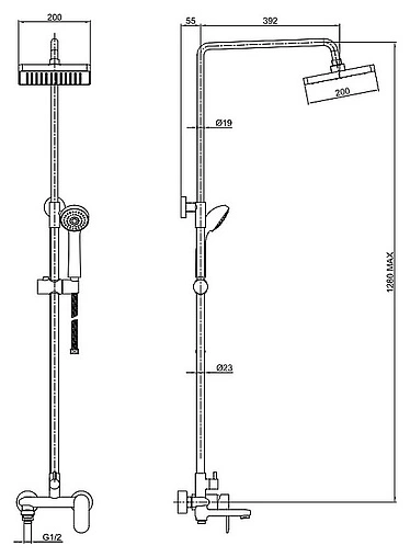 Душевая система со смесителем для ванны Bravat Opal хром F6125183CP-A4-RUS