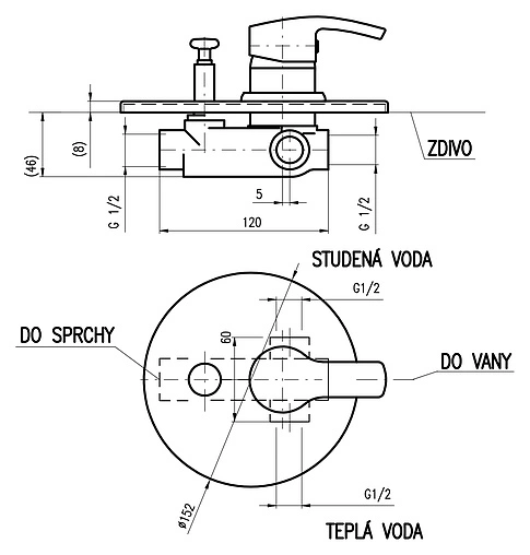 Смеситель для ванны скрытого монтажа Rav Slezak Rio хром R186