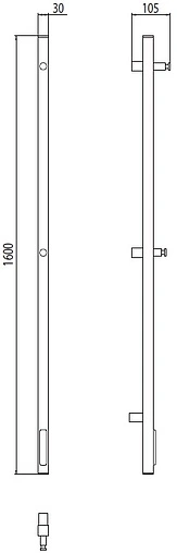 Полотенцесушитель электрический стойка Terminus Стойка электро UNO проф 1600 полированная сталь 4670078528391