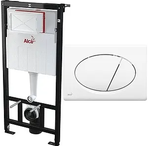 Инсталляция для подвесного унитаза Set 3 в 1 AlcaPlast Sadromodul AM101/1120+M70-001 с кнопкой белый глянцевый Инсталляция для подвесного унитаза Set 3 в 1 AlcaPlast Sadromodul AM101/1120+M70-001 с кнопкой белый глянцевый, 1